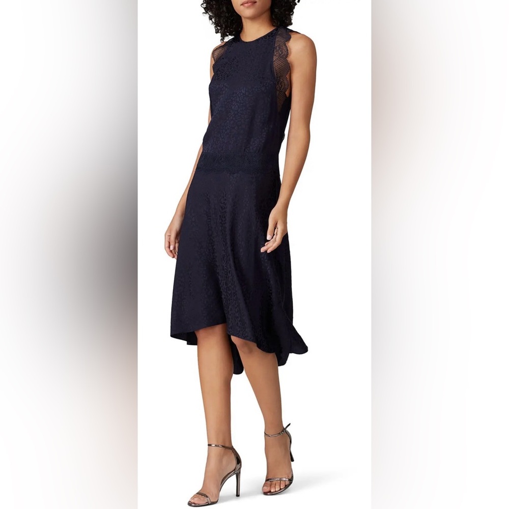 Zadig & Voltaire Navy Silk Lace High-Low Dress